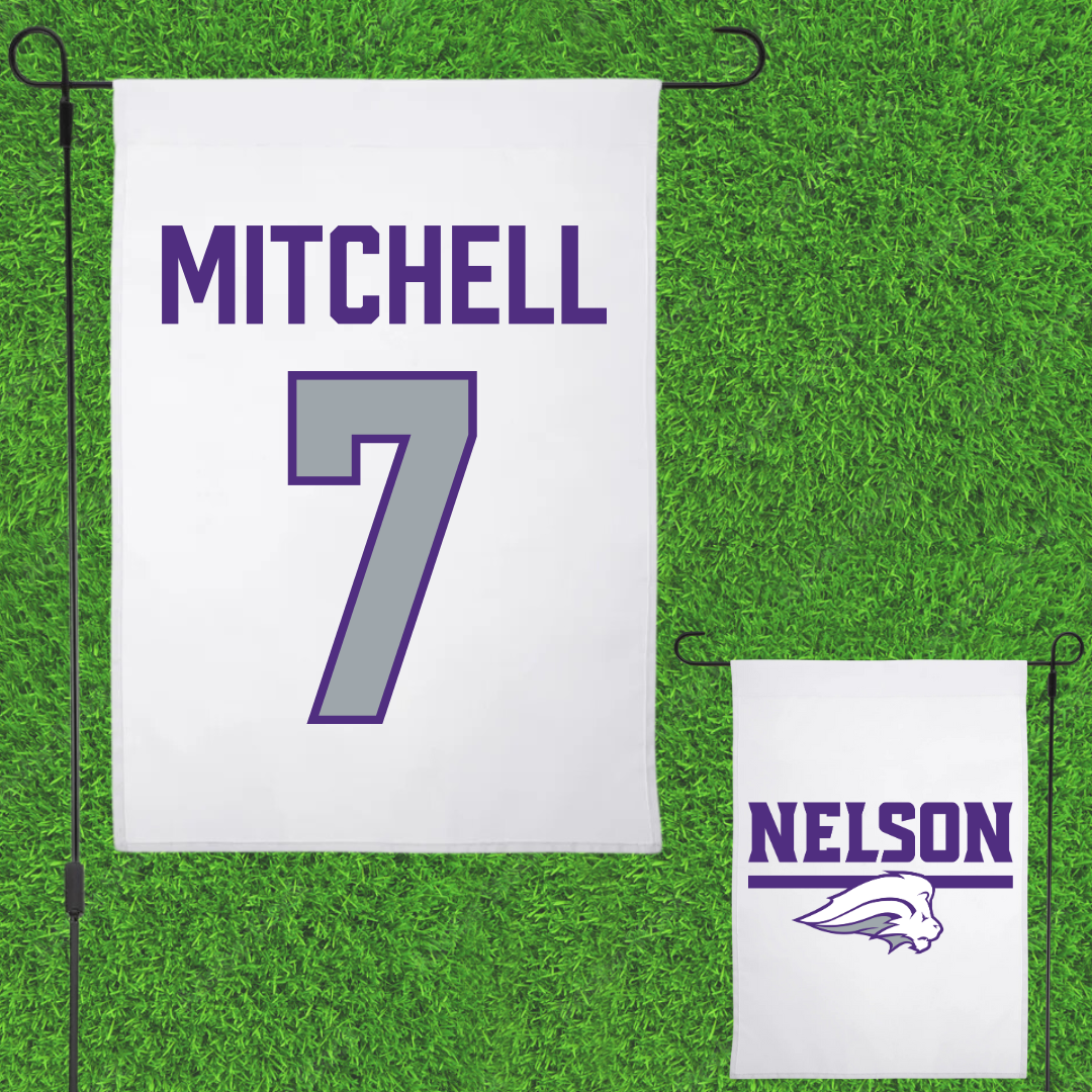 Nelson University Soccer (M) White Garden Flag - #7 Makel Mitchell