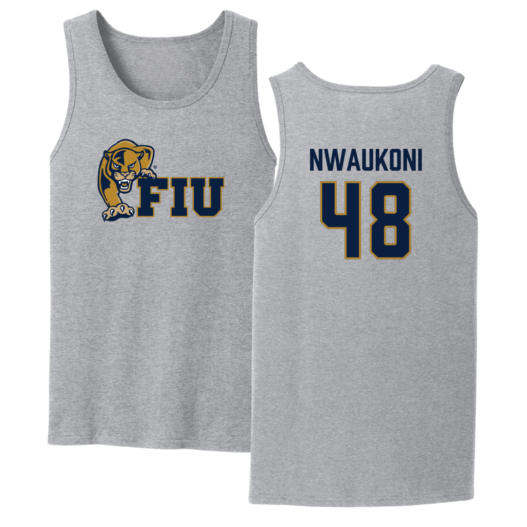 Florida International University Football Sport Gray Tank Top - #48 Richard Nwaukoni