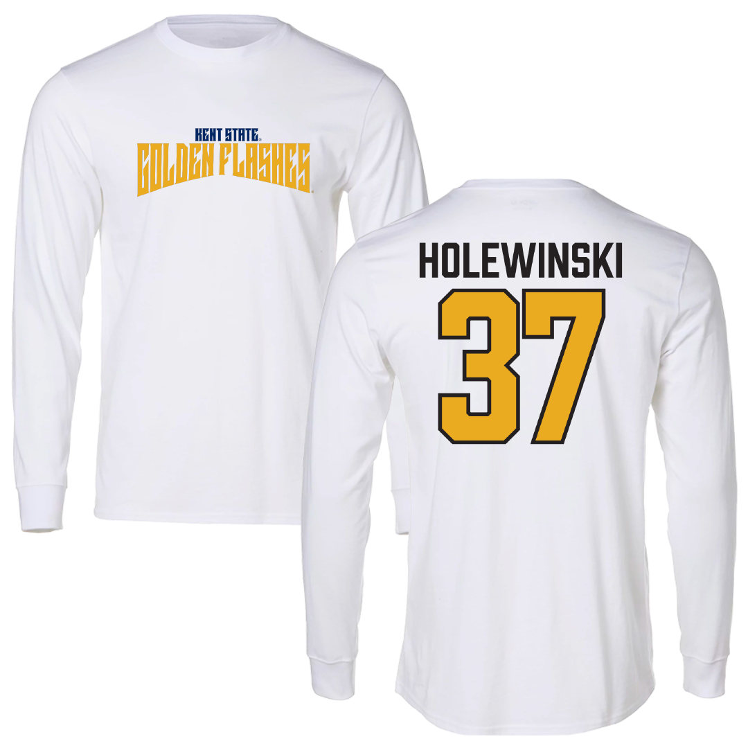 Kent State University Baseball White Classic Performance Long Sleeve - #37 Evan Holewinski