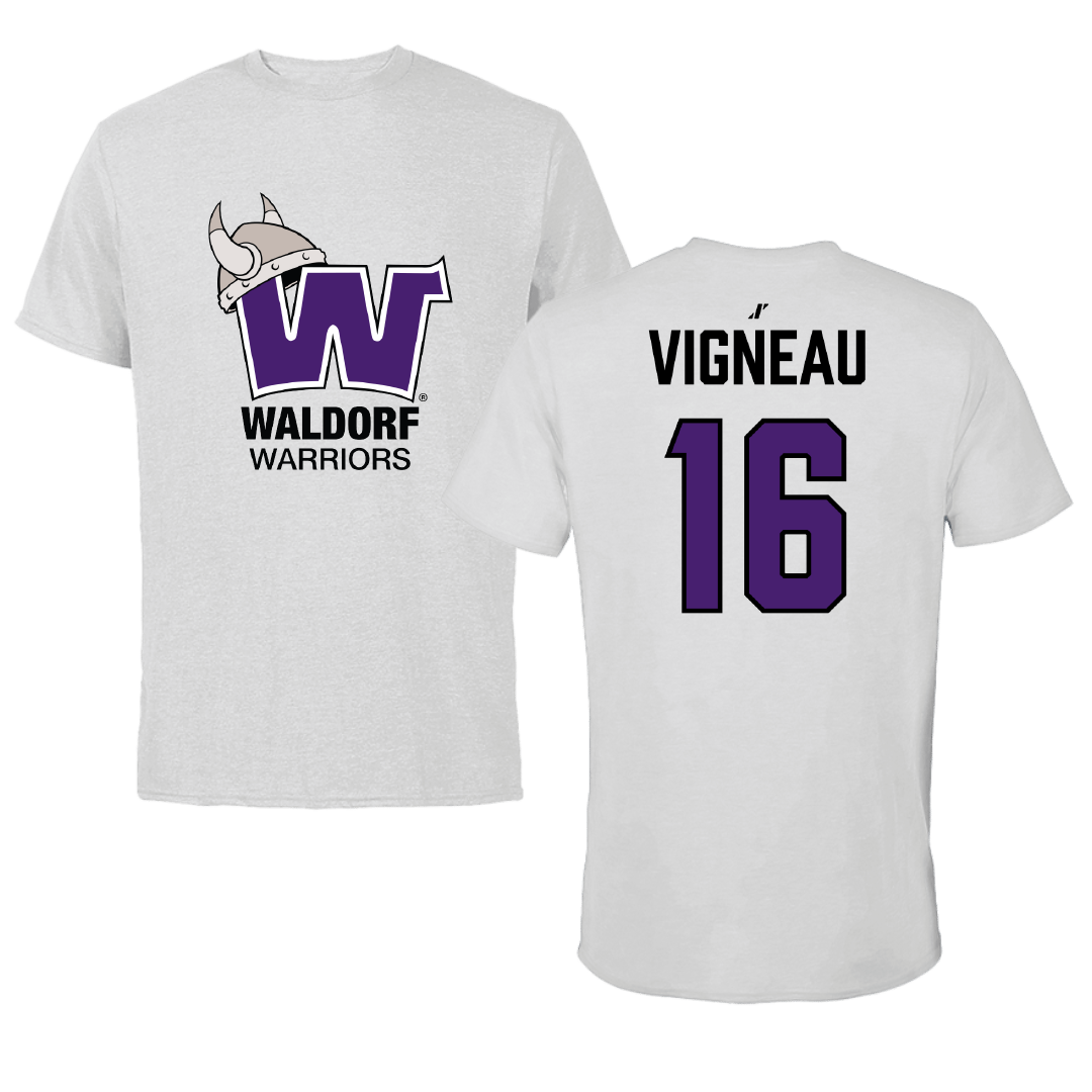 Waldorf University Soccer (W) Light Gray Performance Tee - #16 Ryley Vigneau