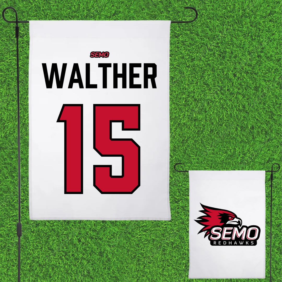 Southeast Missouri State University Softball White Garden Flag - #15 Jaylie Walther