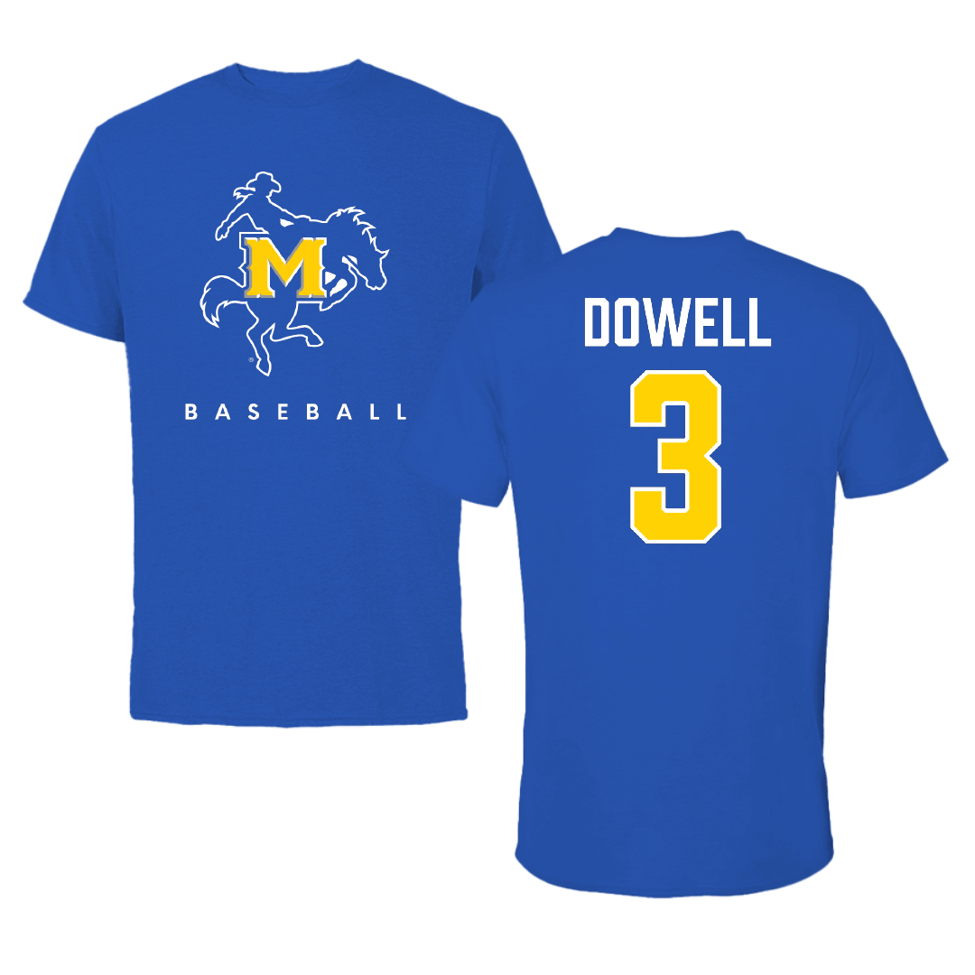 McNeese State University Baseball Blue Performance Tee - #3 Easton Dowell