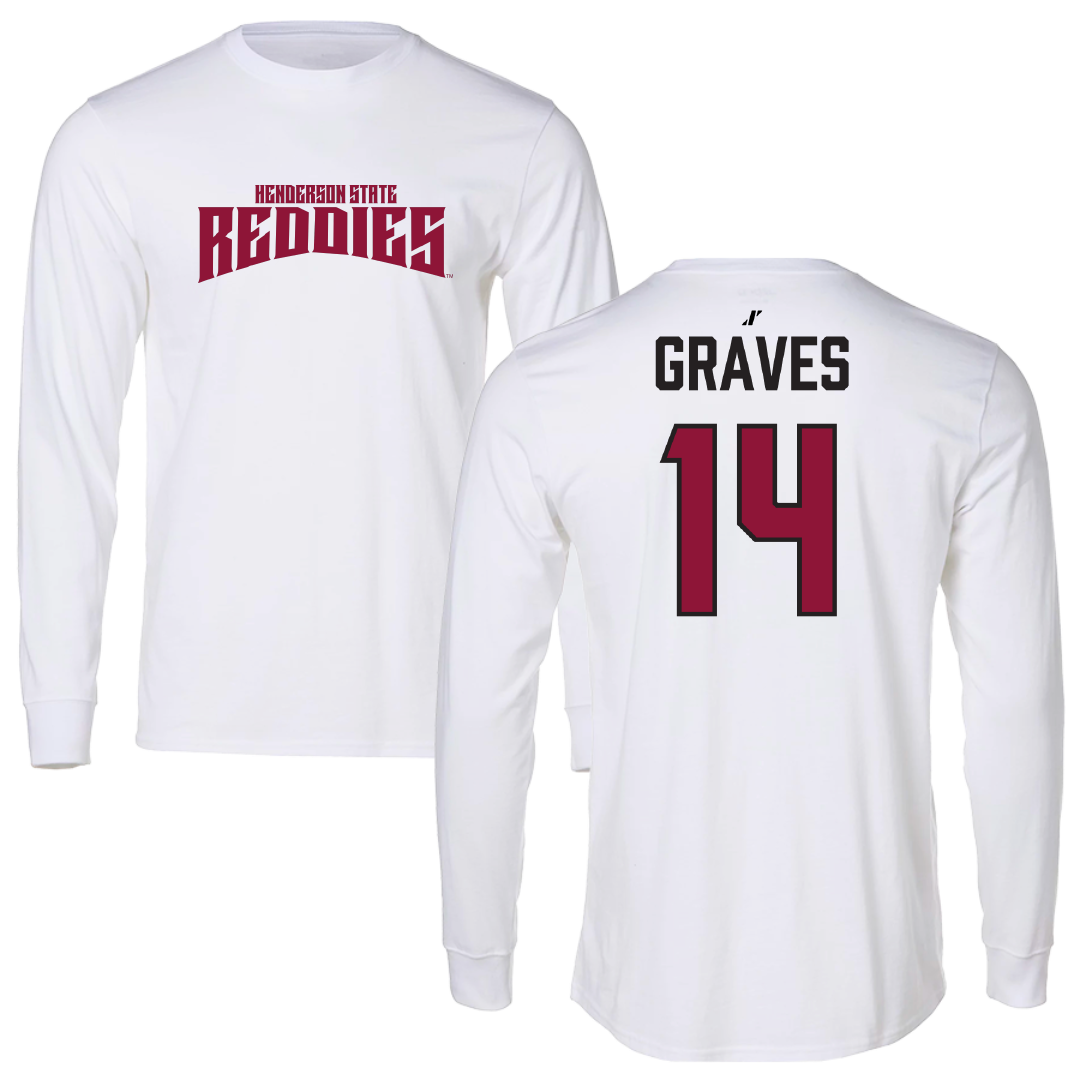 Henderson State University Softball White Classic Performance Long Sleeve - #14 Emily Graves