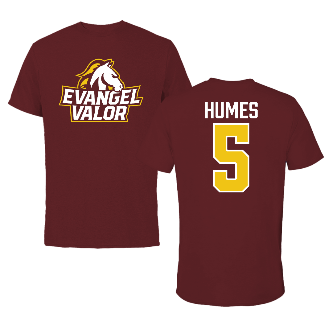 Evangel University Football Maroon Tee - #5 Zuric Humes