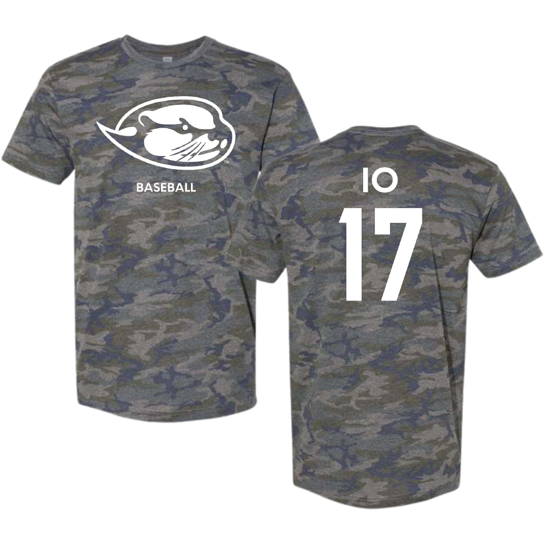 Cal State Monterey Bay Baseball Vintage Camo Tee - #17 Ryan Io