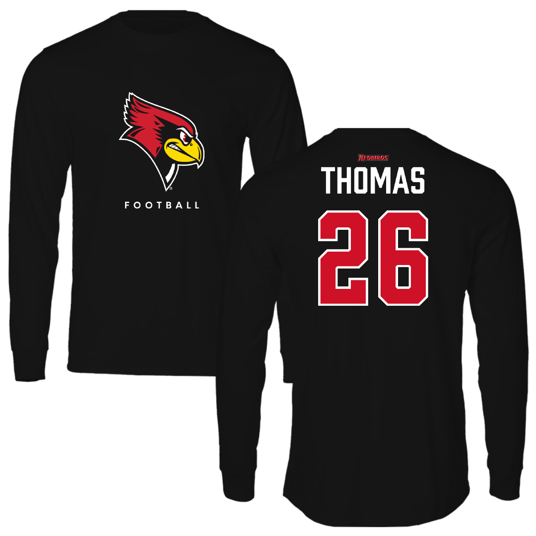 Illinois State University Football Black Mascot Performance Long Sleeve - #26 Jamaricus Thomas