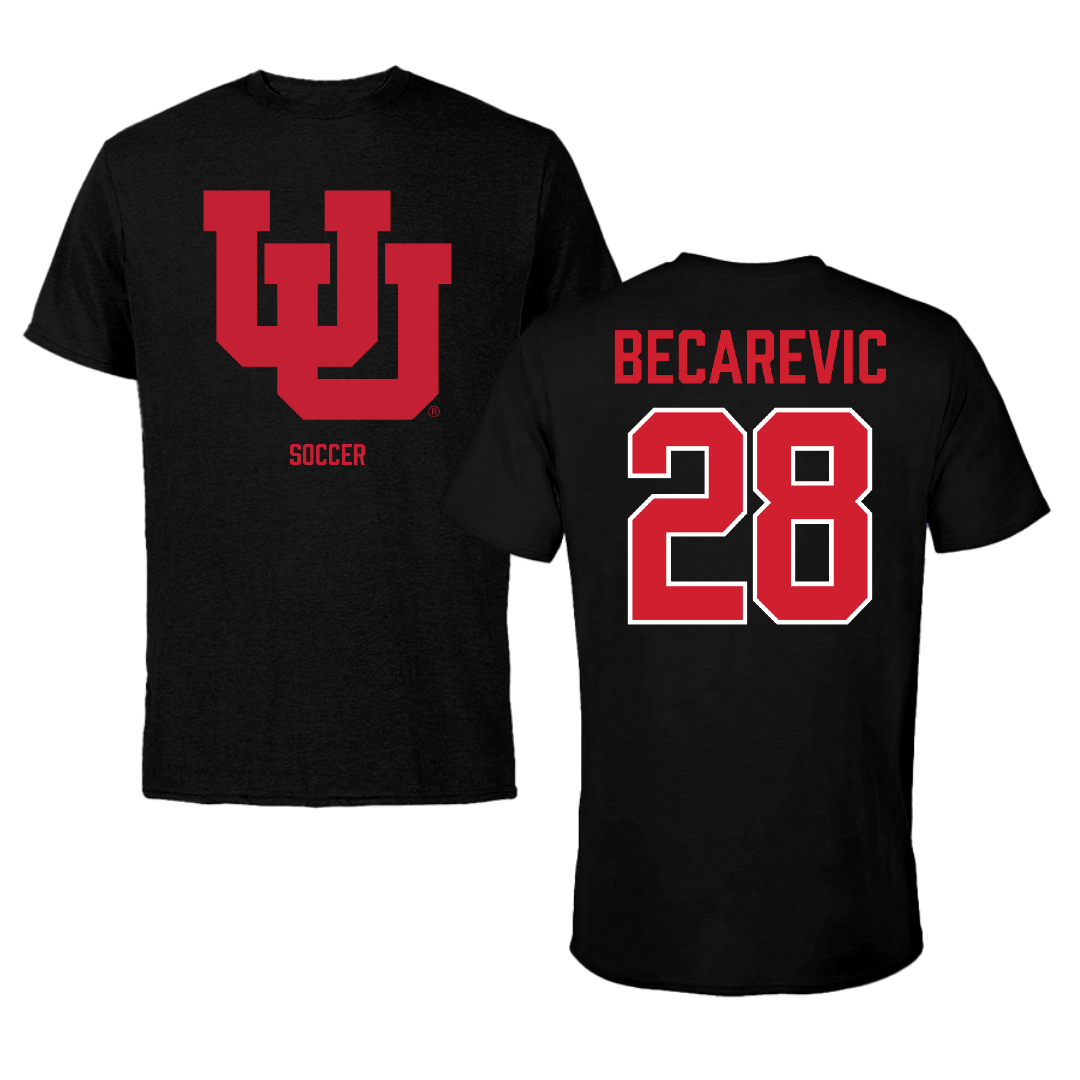 University of Utah Soccer (W) Black Tee - #28 Mia Becarevic