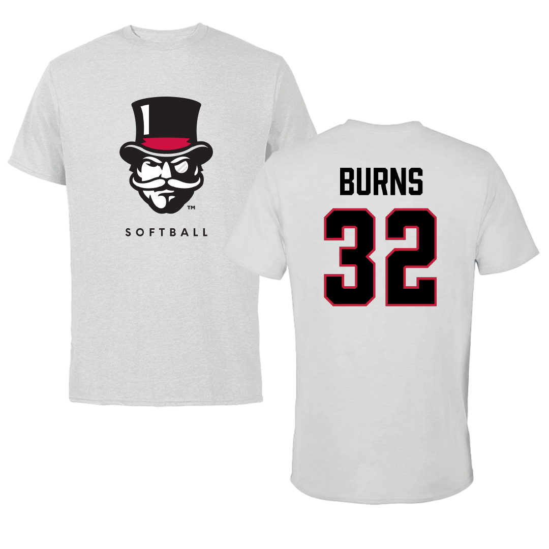 Austin Peay State University Softball Gray Mascot Tee - #32 Natalie Burns