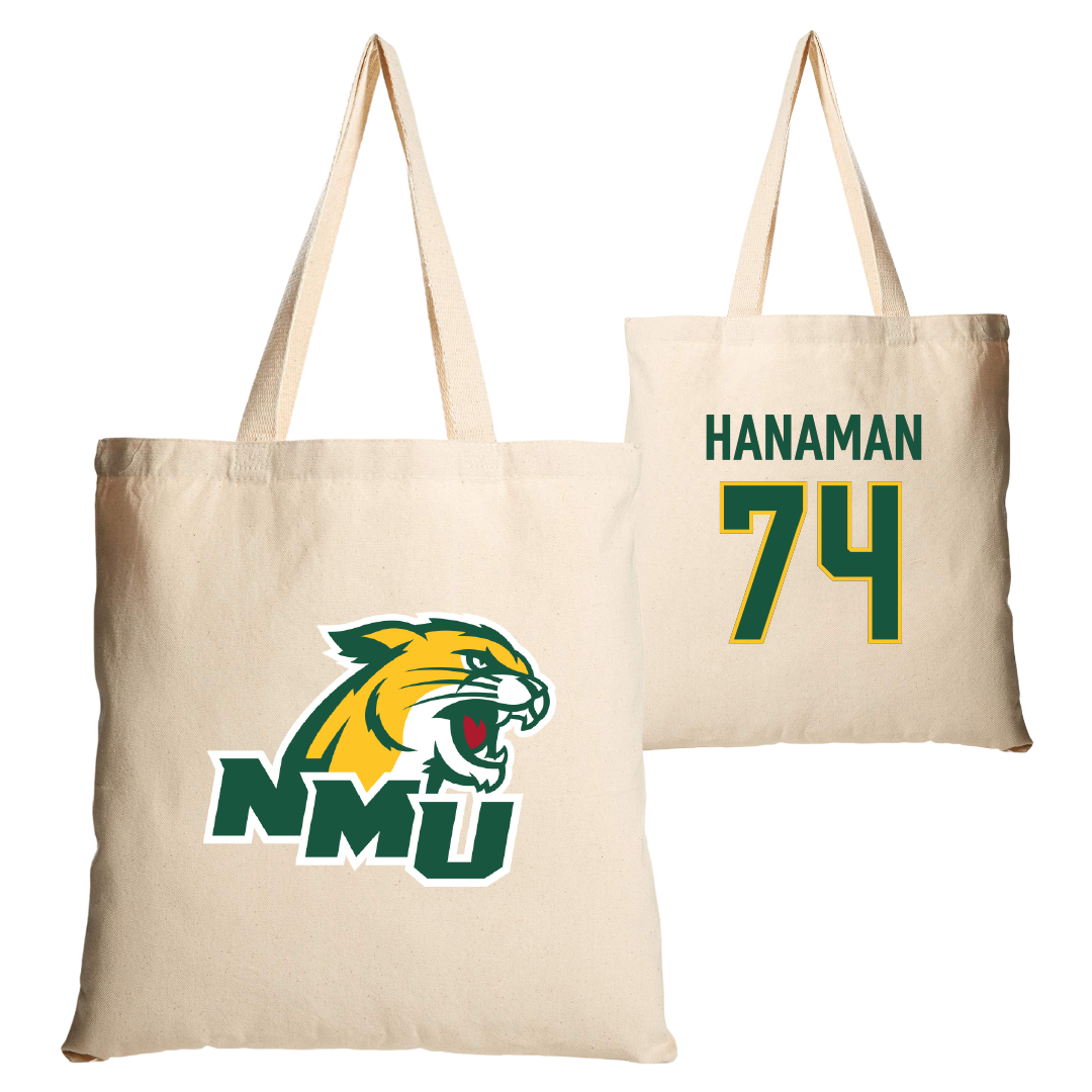 Northern Michigan University Football Tan Canvas Tote Bag - #74 Gavin Hanaman