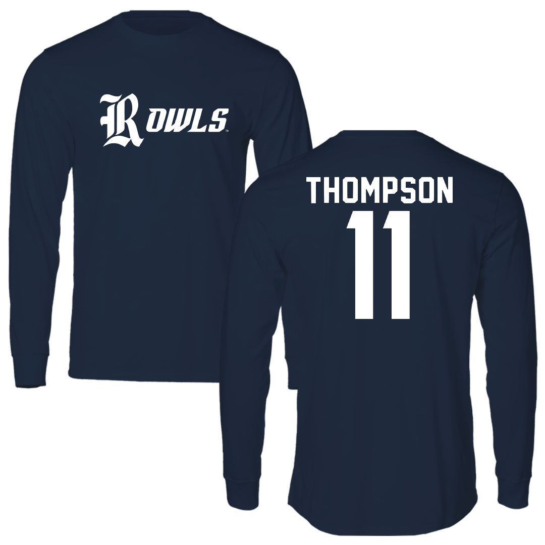 Rice University Football Navy Performance Long Sleeve - #11 Tyson Thompson