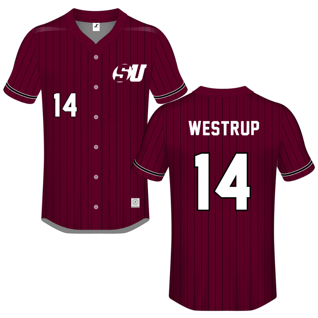 Schreiner University Maroon Button-Down Jersey - #14 Ethan Westrup