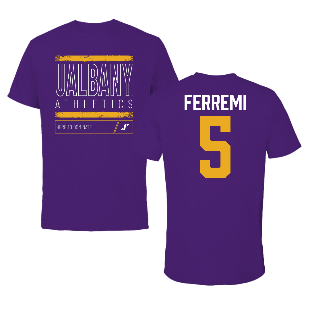 University at Albany Baseball Purple Dominate Performance Tee - #5 Ryan Ferremi