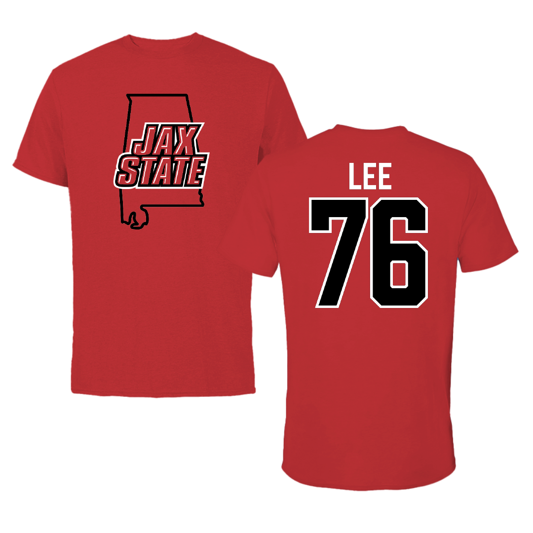 Jacksonville State University Football Red State Tee - #76 Marvin Lee