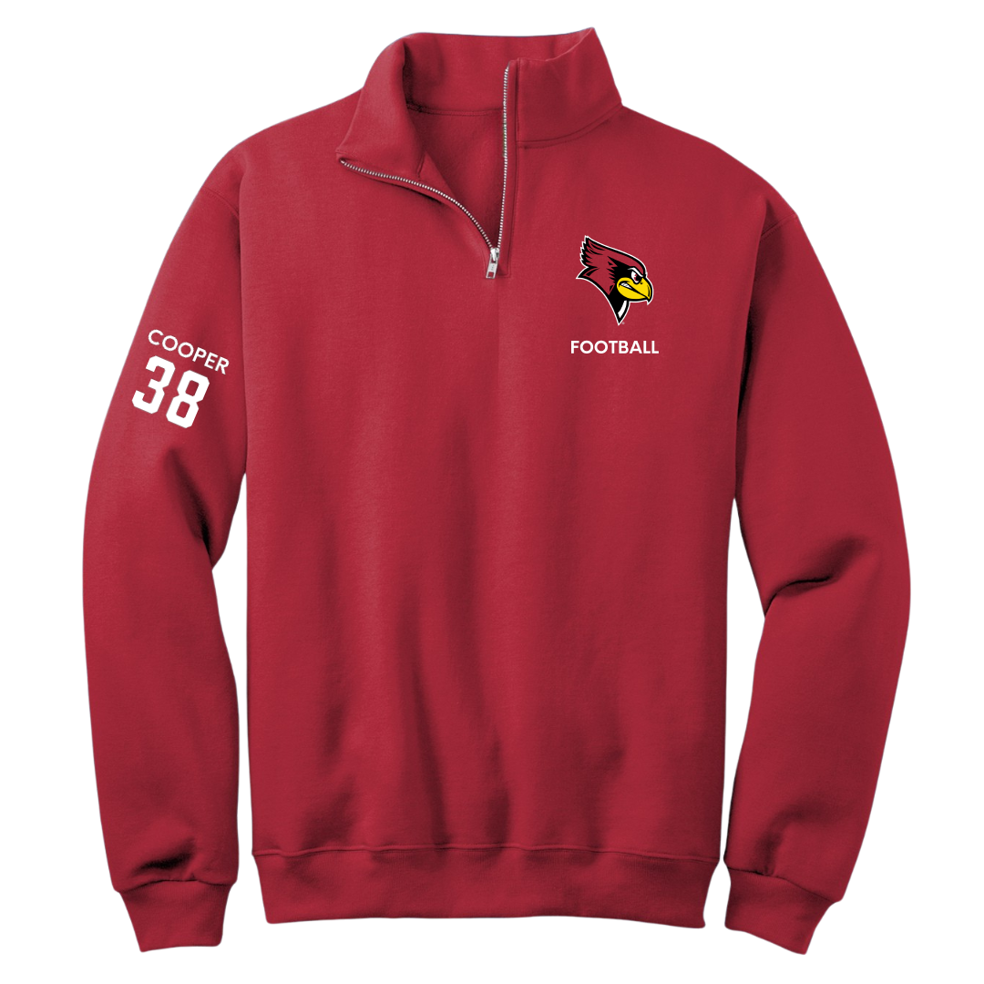 Illinois State University Football Red Quarter-Zip - #38 Ben Cooper
