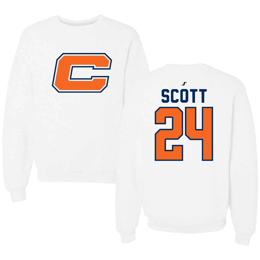Carroll University Baseball White Crewneck - #24 Lane Scott