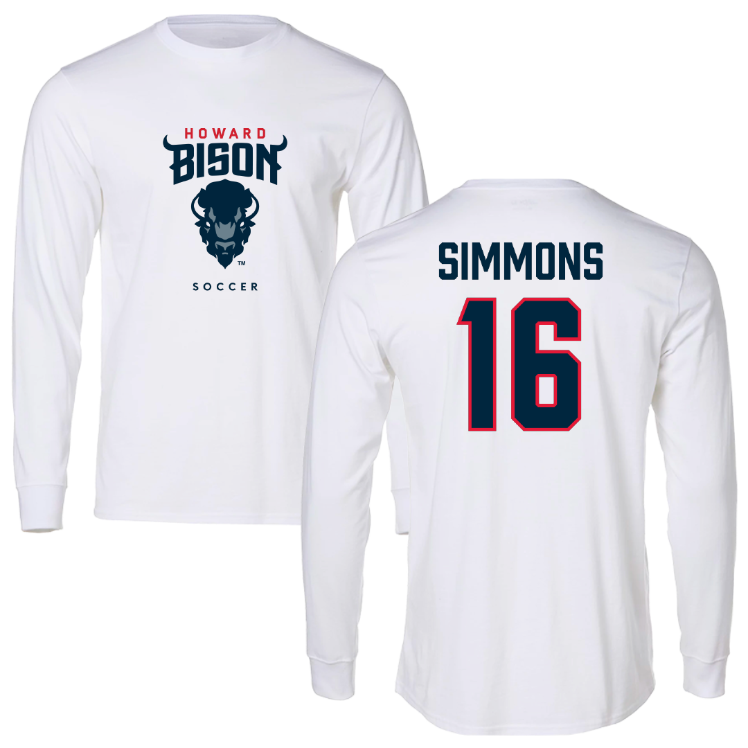 Howard University Soccer (M) White Long Sleeve - #16 Zach Simmons
