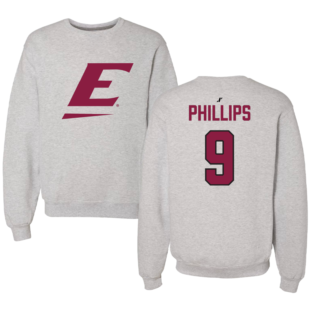 Eastern Kentucky University Baseball Light Gray Crewneck - #9 Tyler Phillips
