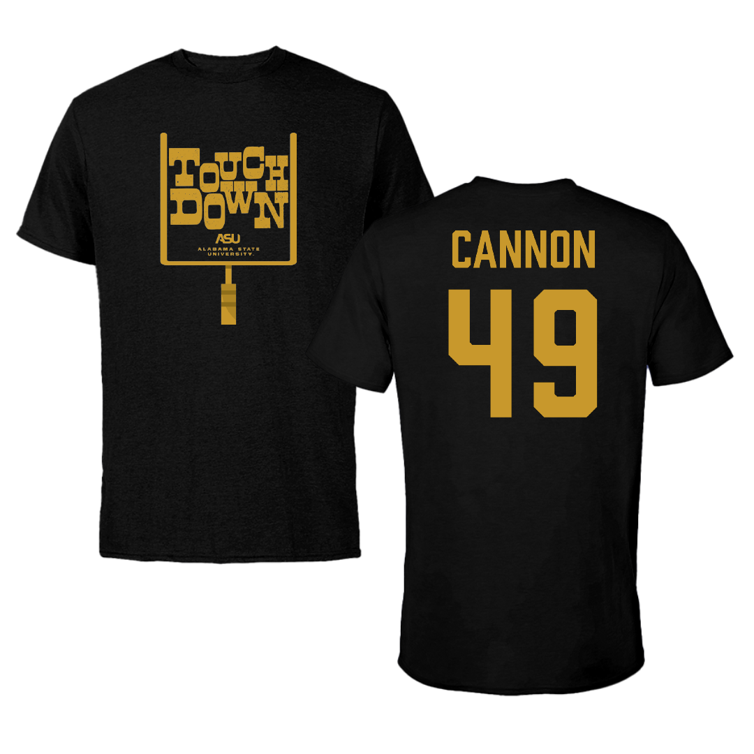Alabama State University Football Black Touchdown Tee - #49 Baylor Cannon