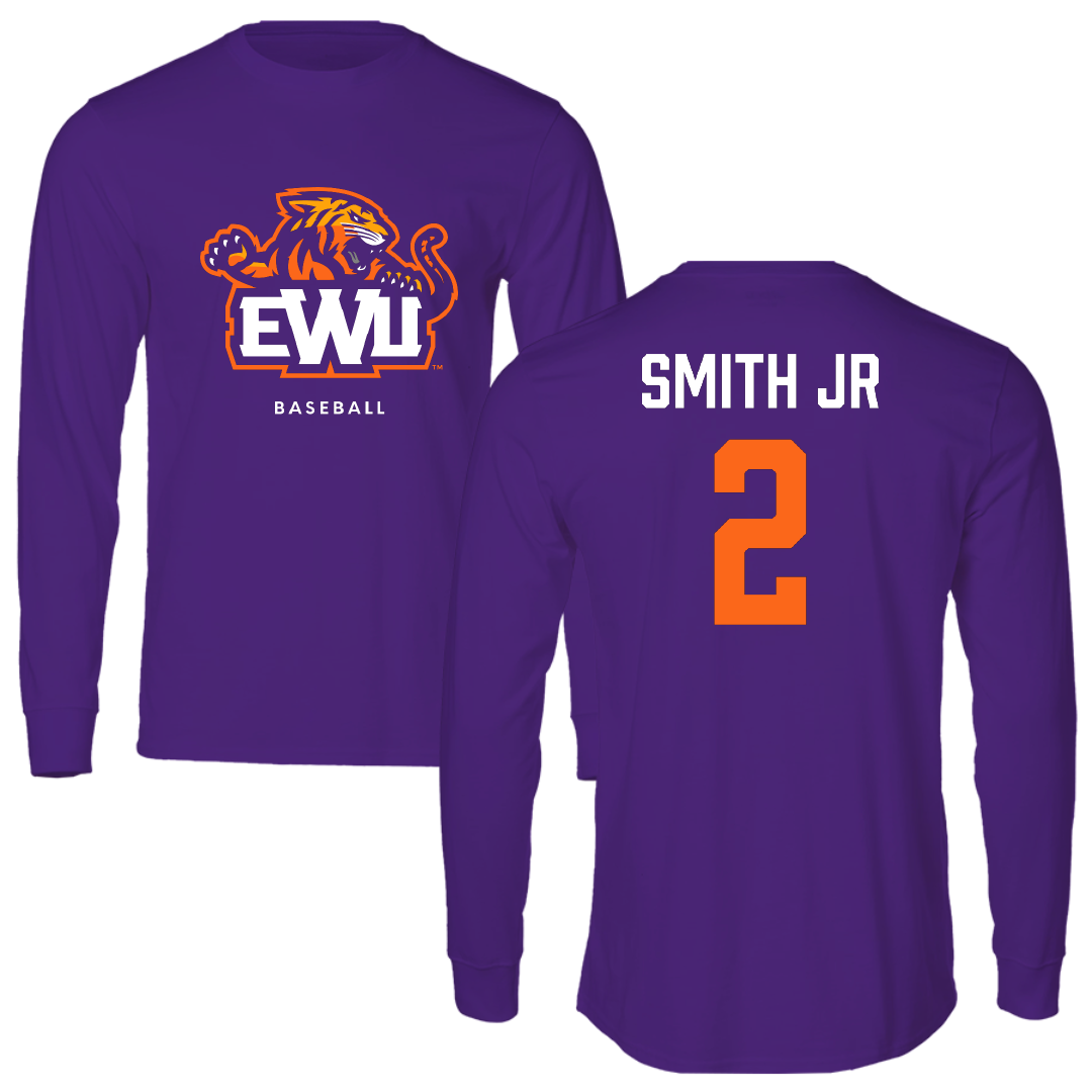 Edward Waters University Baseball Purple Long Sleeve - #2 Dannon Smith Jr