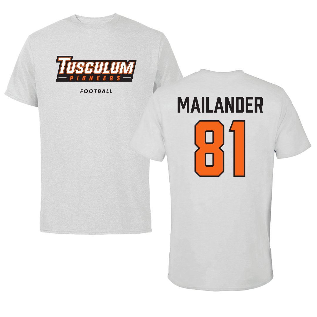Tusculum University Football Light Gray Performance Tee - #81 Josh Mailander