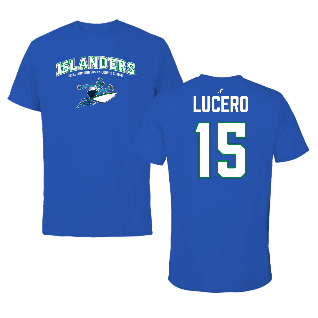 Texas A&M University-Corpus Christi Soccer (W) Blue General Tee - #15 Emma Lucero