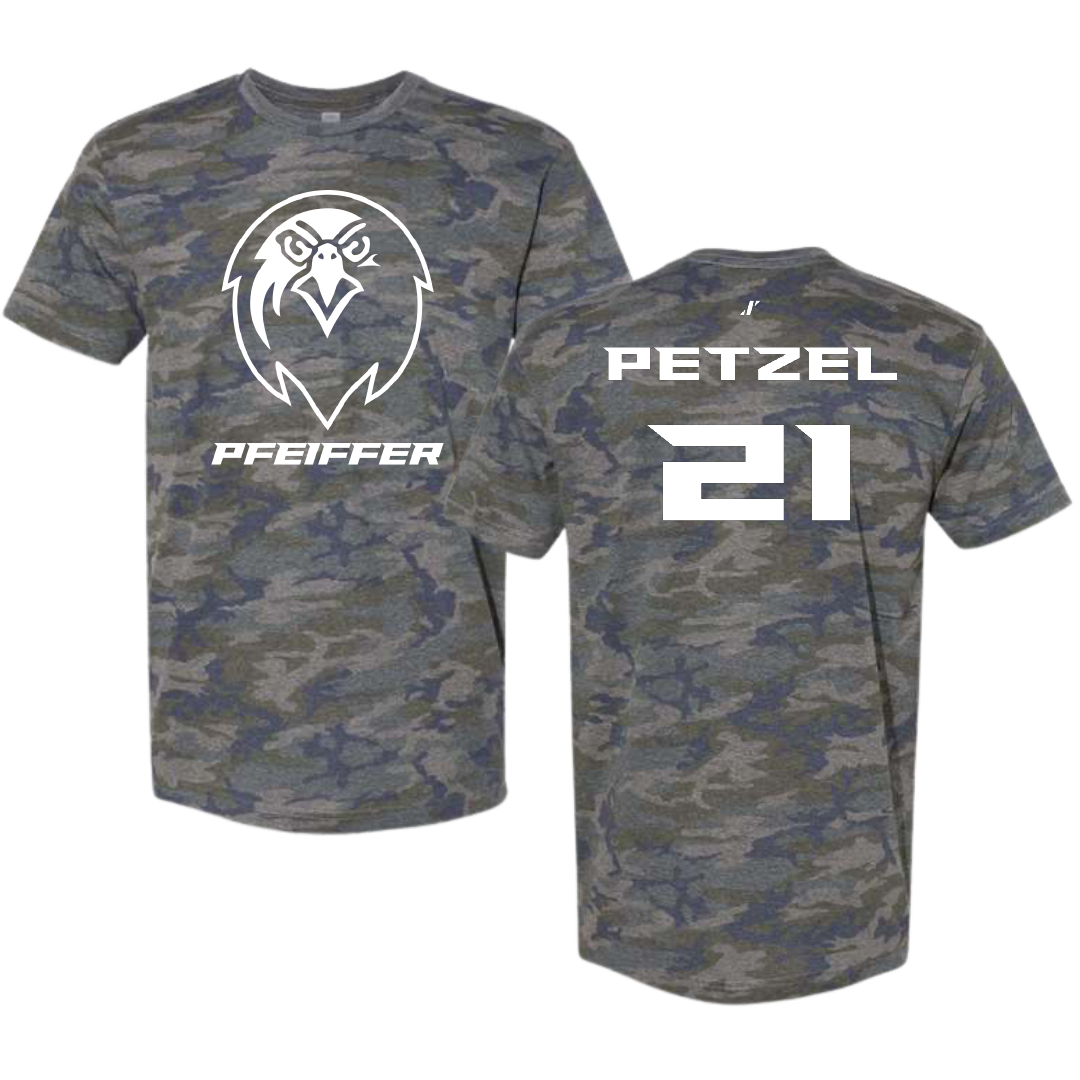 Pfeiffer University Lacrosse (M) Vintage Camo Tee - #21 Dawson Petzel