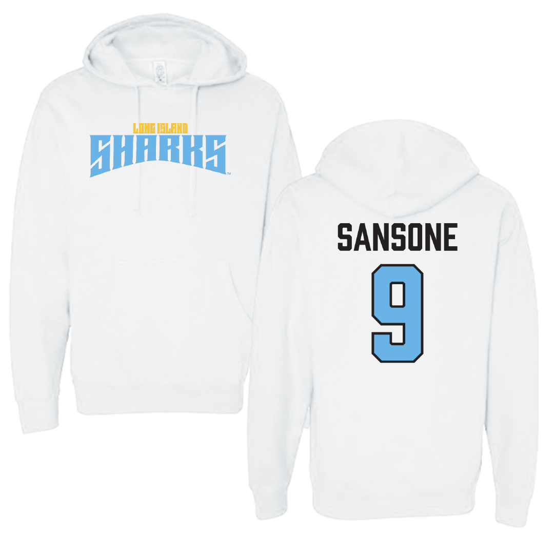 Long Island University Baseball White Classic Hoodie - #9 Gavin Sansone
