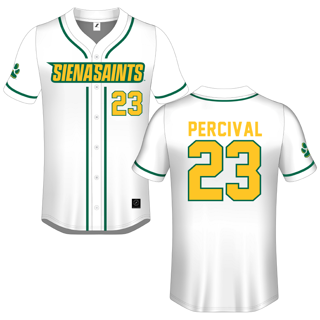 Siena University White Button-Down Jersey - #23 Louis Percival
