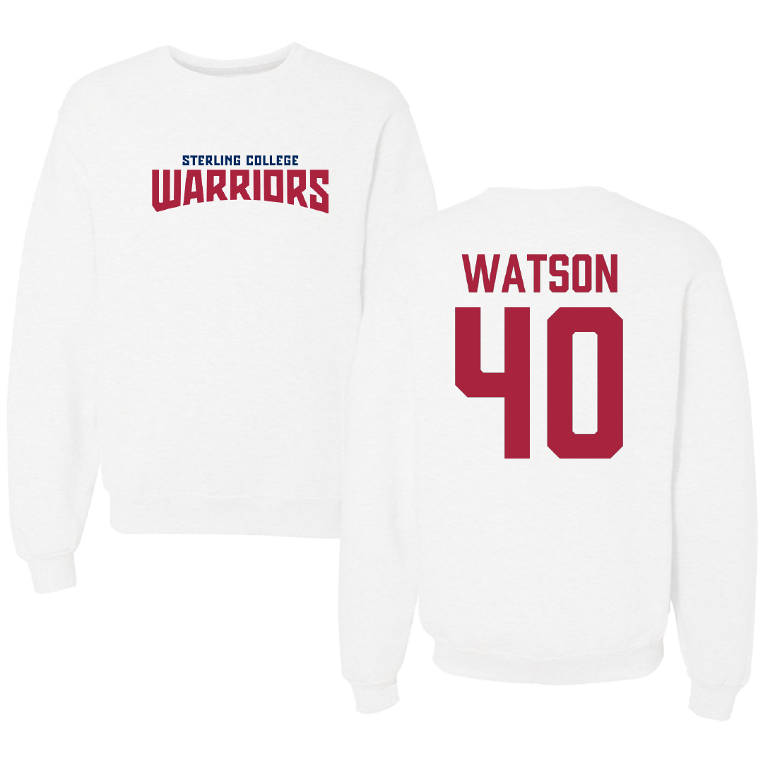 Sterling College Football White Classic Crewneck - #40 Sean Watson