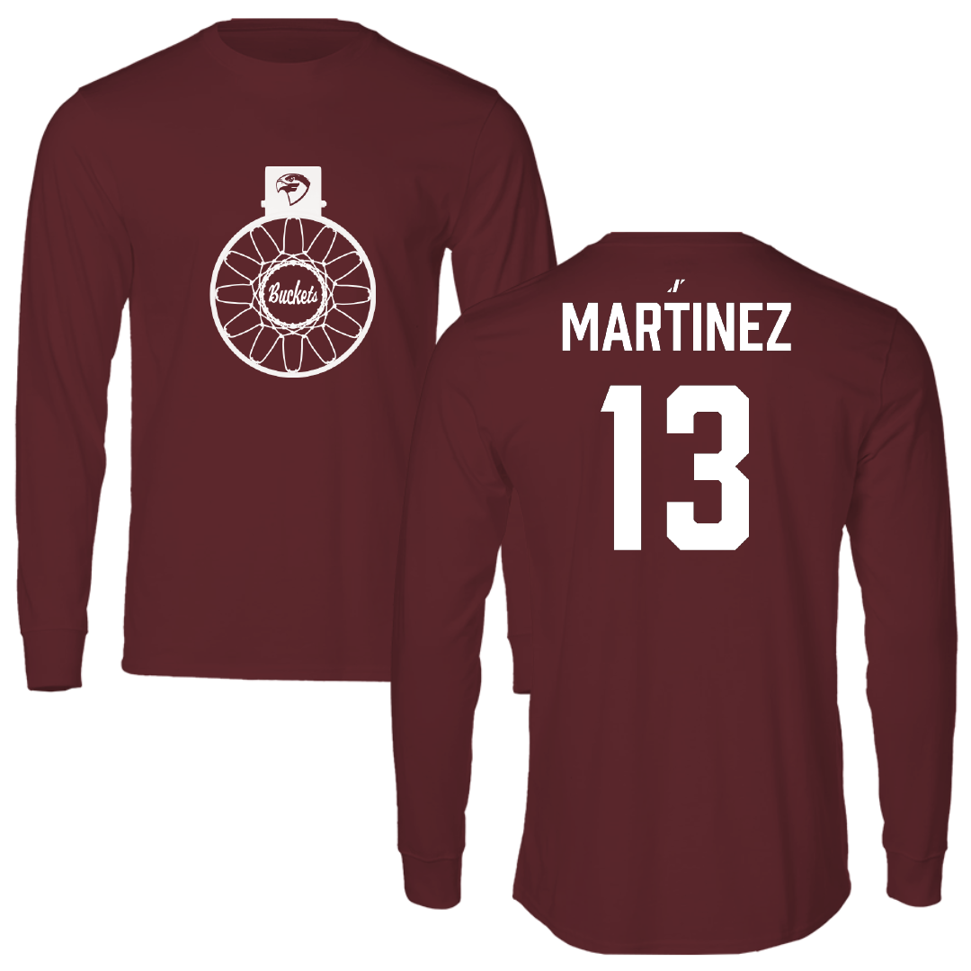 Fairmont State University Basketball Maroon Buckets Long Sleeve - #13 Miguel Martinez