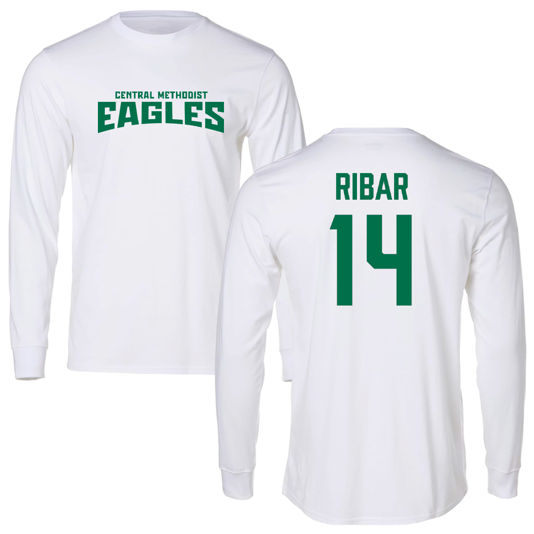 Central Methodist University Baseball White Classic Long Sleeve - #14 Jon Ribar