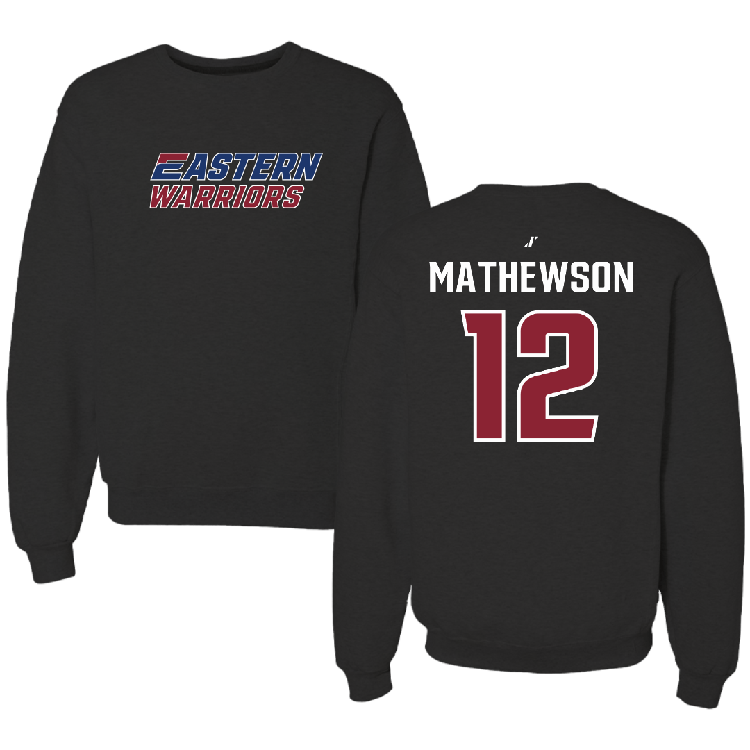 Eastern Connecticut State University Baseball Black Crewneck - #12 Eric Mathewson