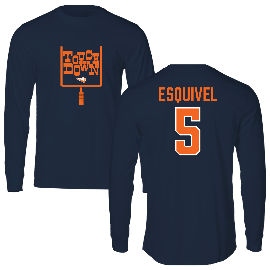 Carroll University Football Navy Touchdown Performance Long Sleeve - #5 Dezmend Esquivel