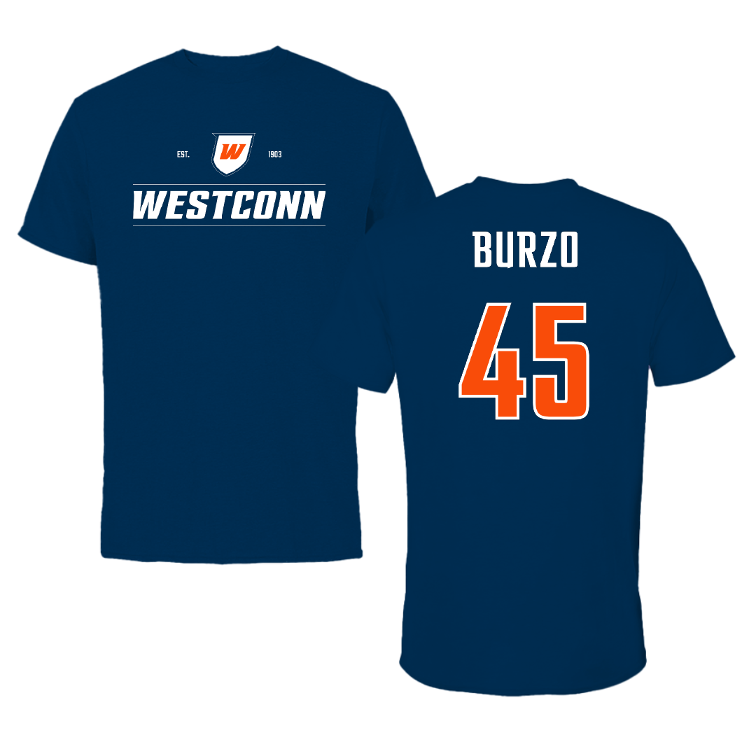 Western Connecticut State University Football Navy General Performance Tee - #45 Rocco Burzo
