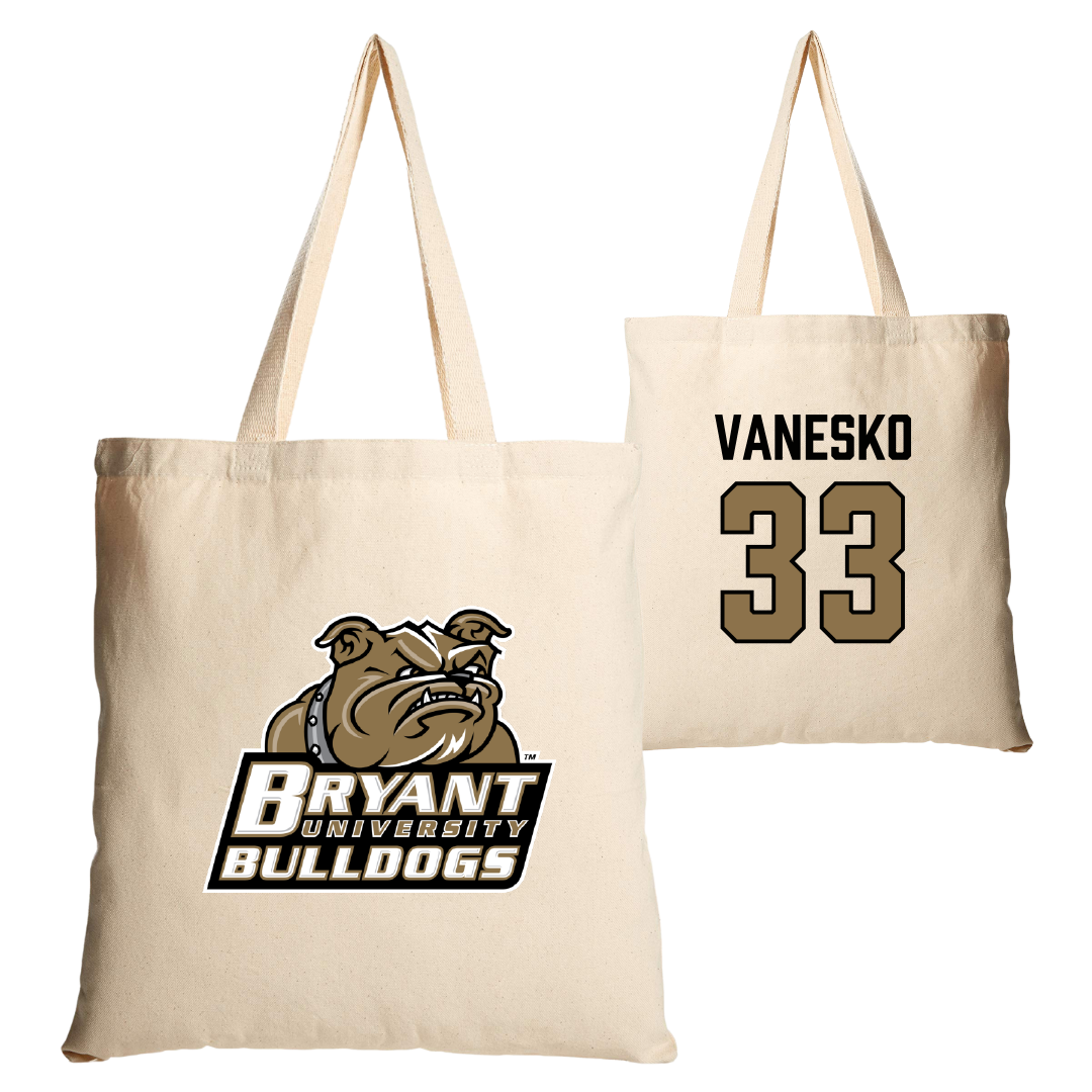 Bryant University Baseball Tan Canvas Tote Bag - #33 Jackson Vanesko