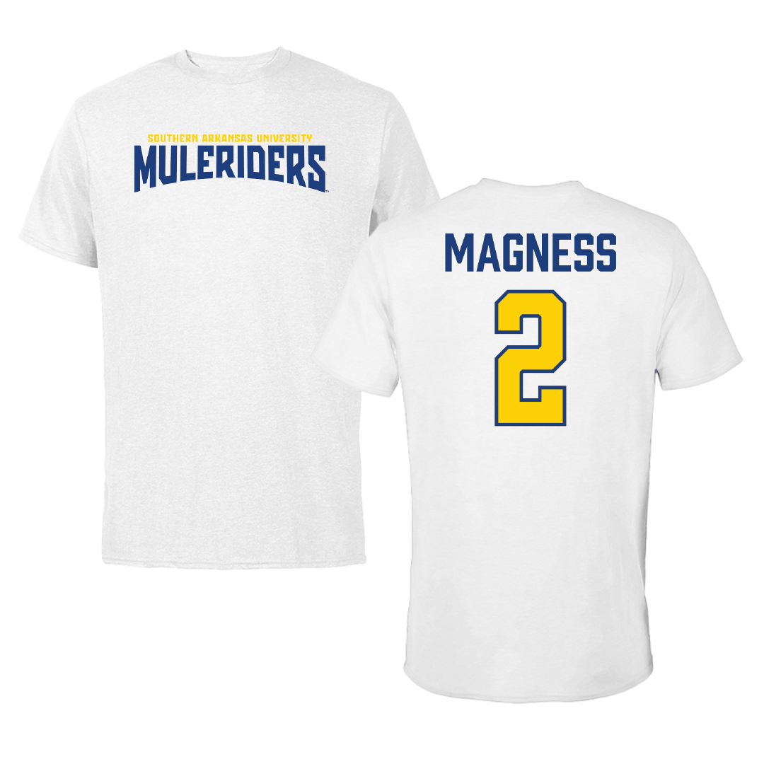 Southern Arkansas University Volleyball White Classic Performance Tee - #2 Alyssa Magness