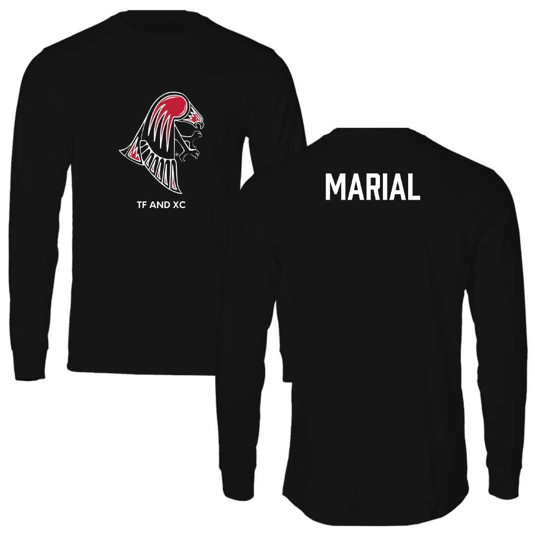 University of Wisconsin-River Falls TF and XC Black Mascot Performance Long Sleeve - Yaih Marial