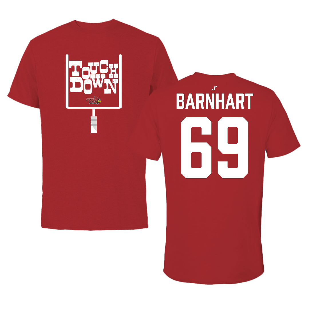 Illinois State University Football Canvas Red Touchdown Tee - #69 Micah Barnhart