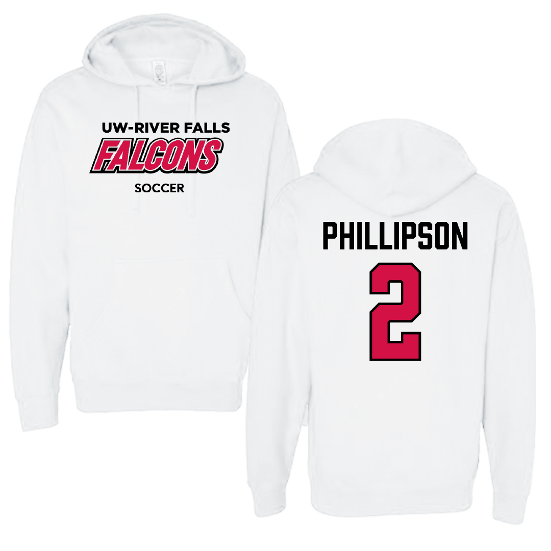 University of Wisconsin-River Falls Soccer (M) White Falcons Hoodie - #2 Paul Phillipson