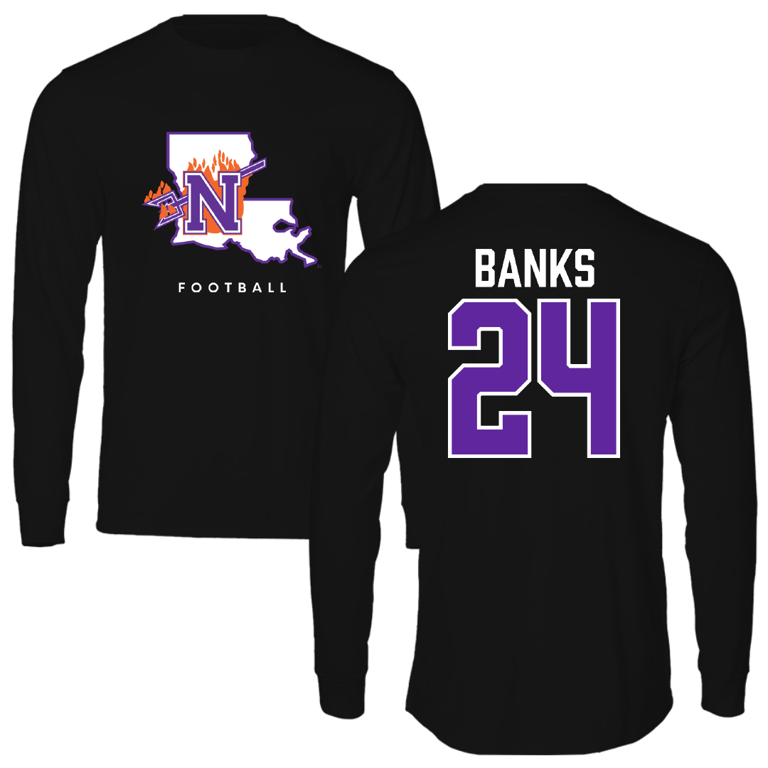 Northwestern State University Football Black Block Long Sleeve - #24 Brian Banks