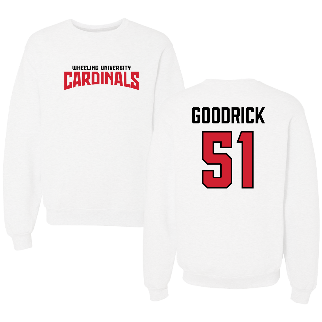 Wheeling University Football White Classic Crewneck - #51 Alex Goodrick