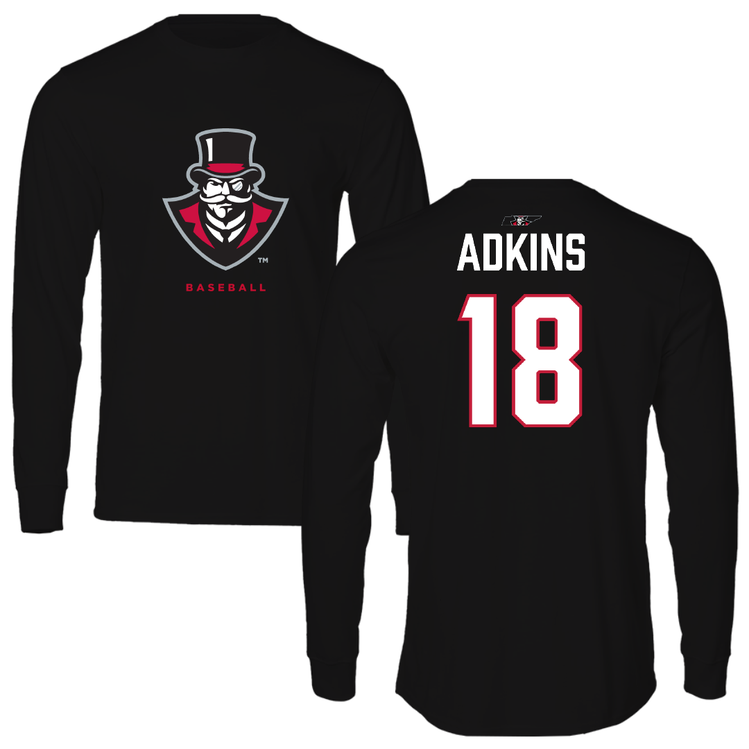 Austin Peay State University Baseball Black Mascot Long Sleeve - #18 Dillon Adkins