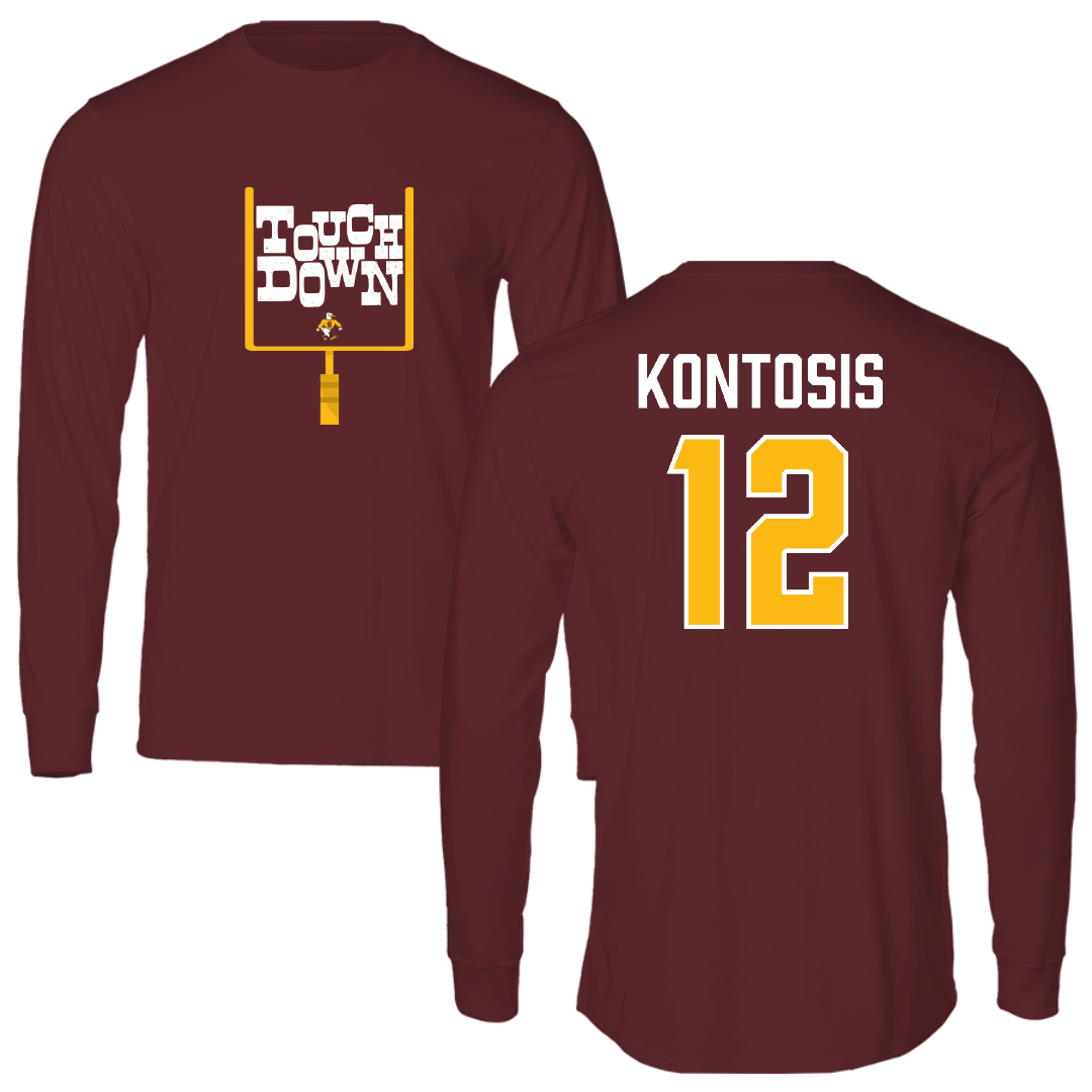 Salisbury University Football Maroon Touchdown Long Sleeve - #12 Taj Kontosis