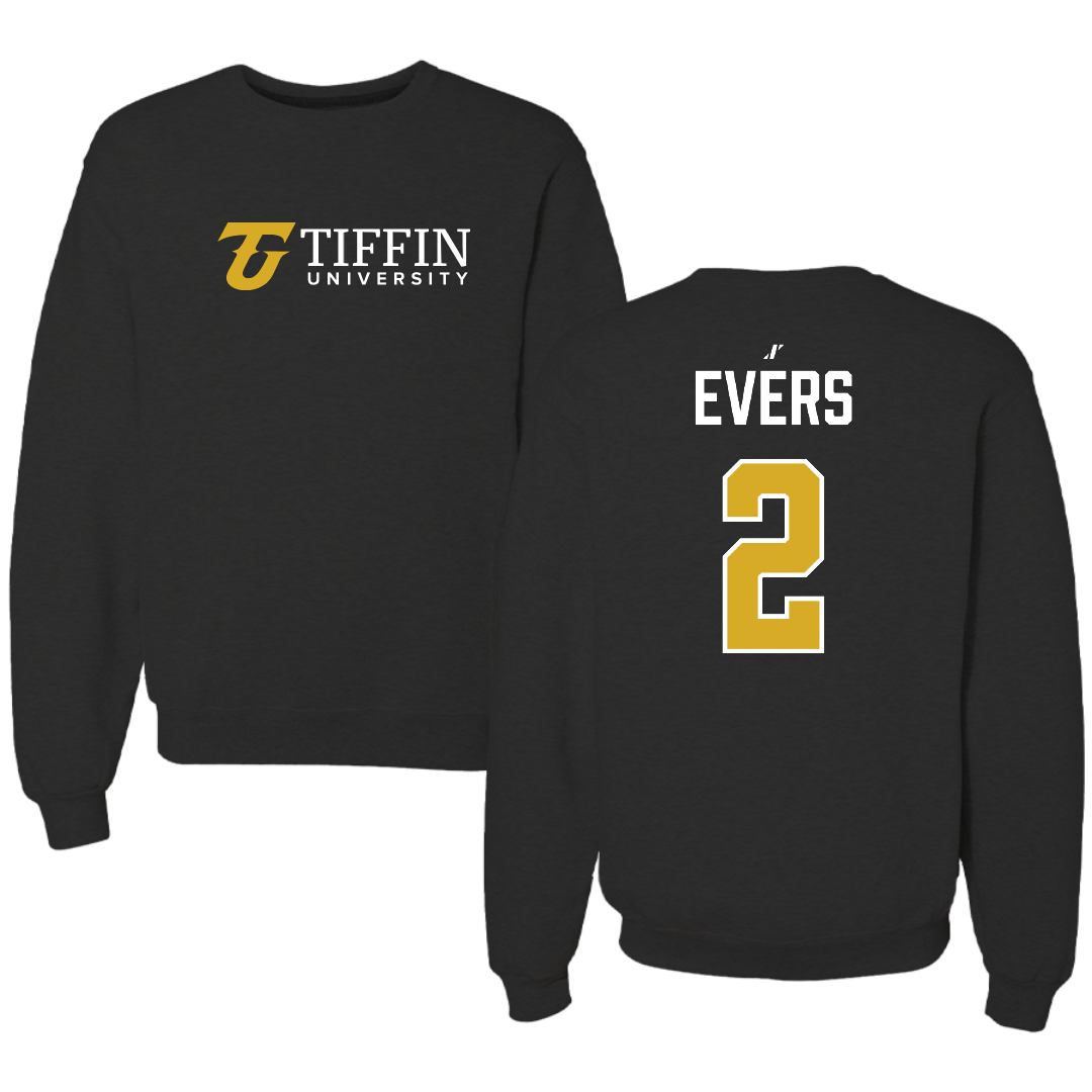 Tiffin University Football Black Crewneck - #2 Ethan Evers