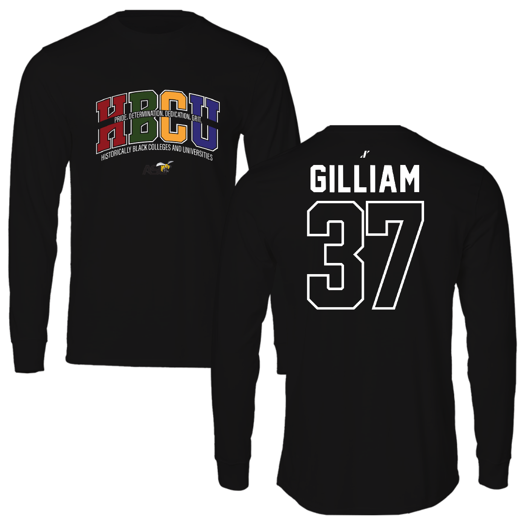 Alabama State University Football Black HBCU Performance Long Sleeve - #37 Brandon Gilliam