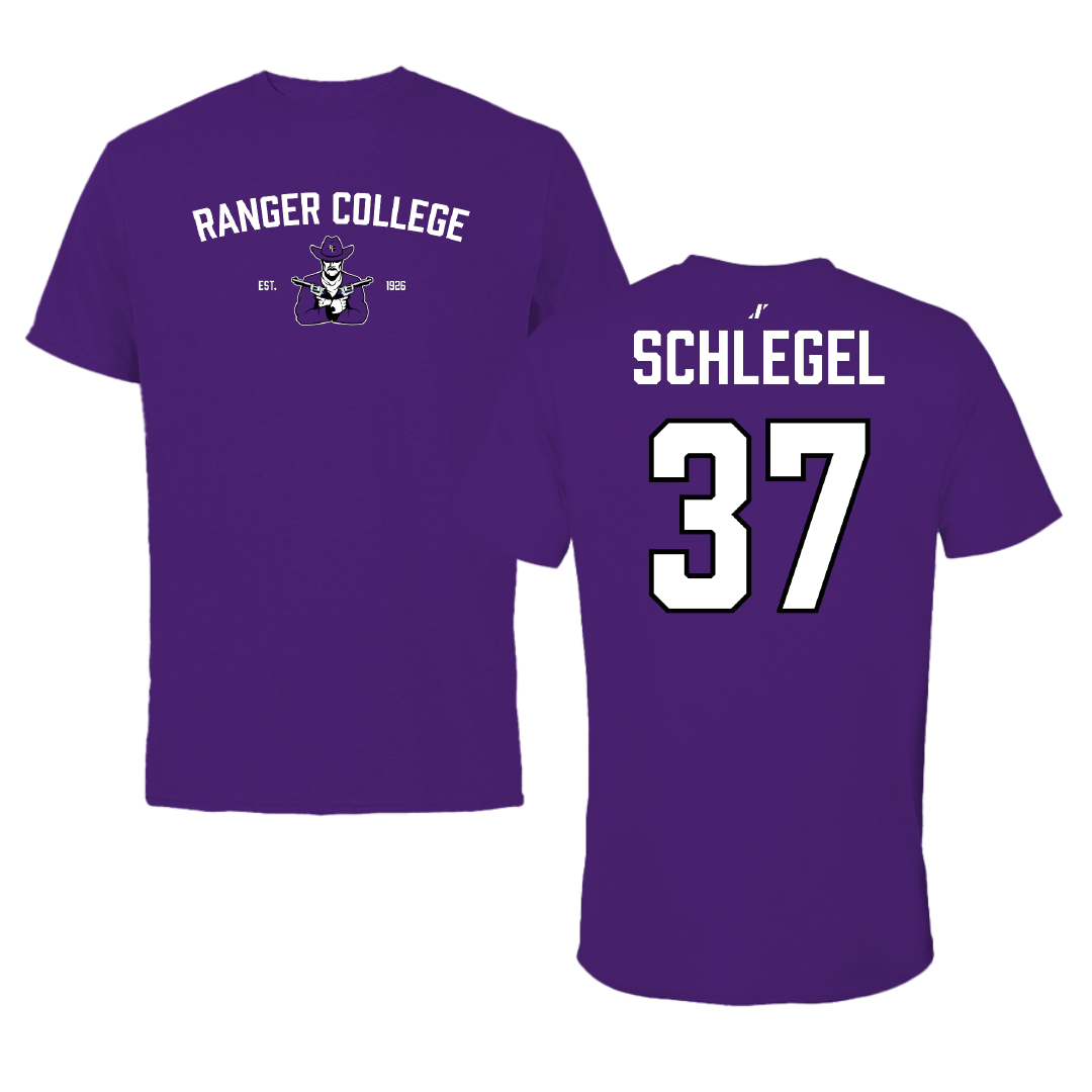 Ranger College Baseball Purple General Tee - #37 Connor Schlegel