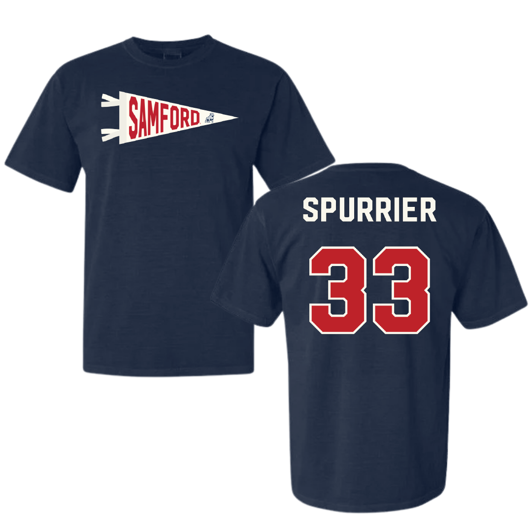 Samford University Baseball Navy Pennant Comfort Colors Tee - #33 Zak Spurrier