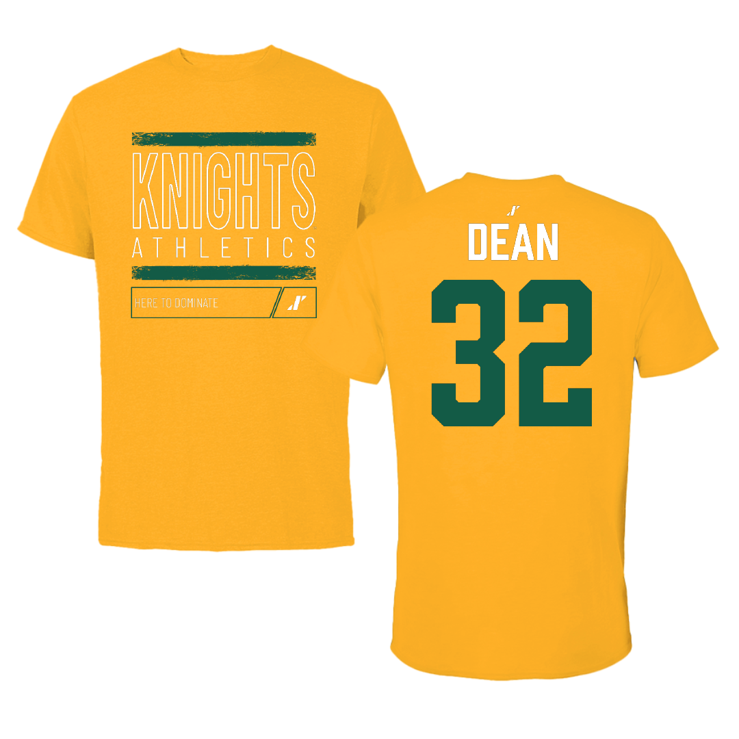 New Jersey City University Baseball Gold Dominate Performance Tee - #32 Andre Dean