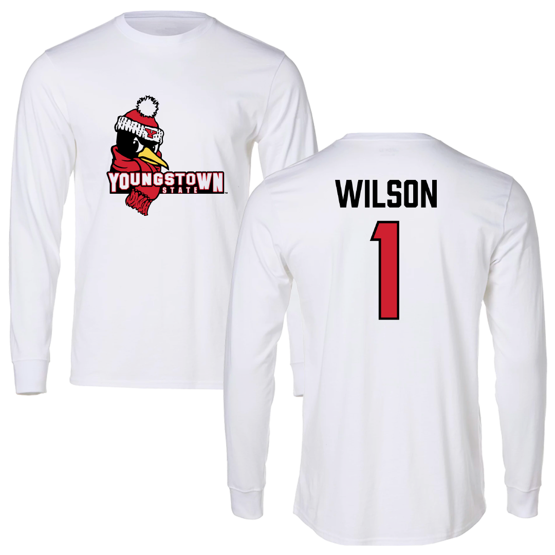 Youngstown State University Football White Performance Long Sleeve - #1 Kylon Wilson