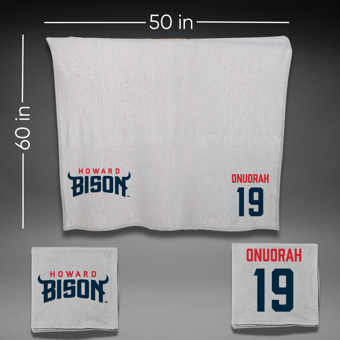 Howard University Football Gray Blanket - #19 Ejike Onuorah